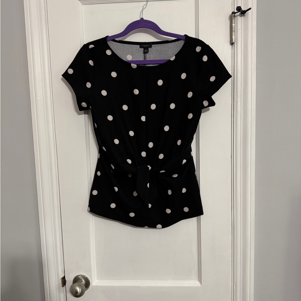 Ann Taylor Black and White Polka Dot Blouse